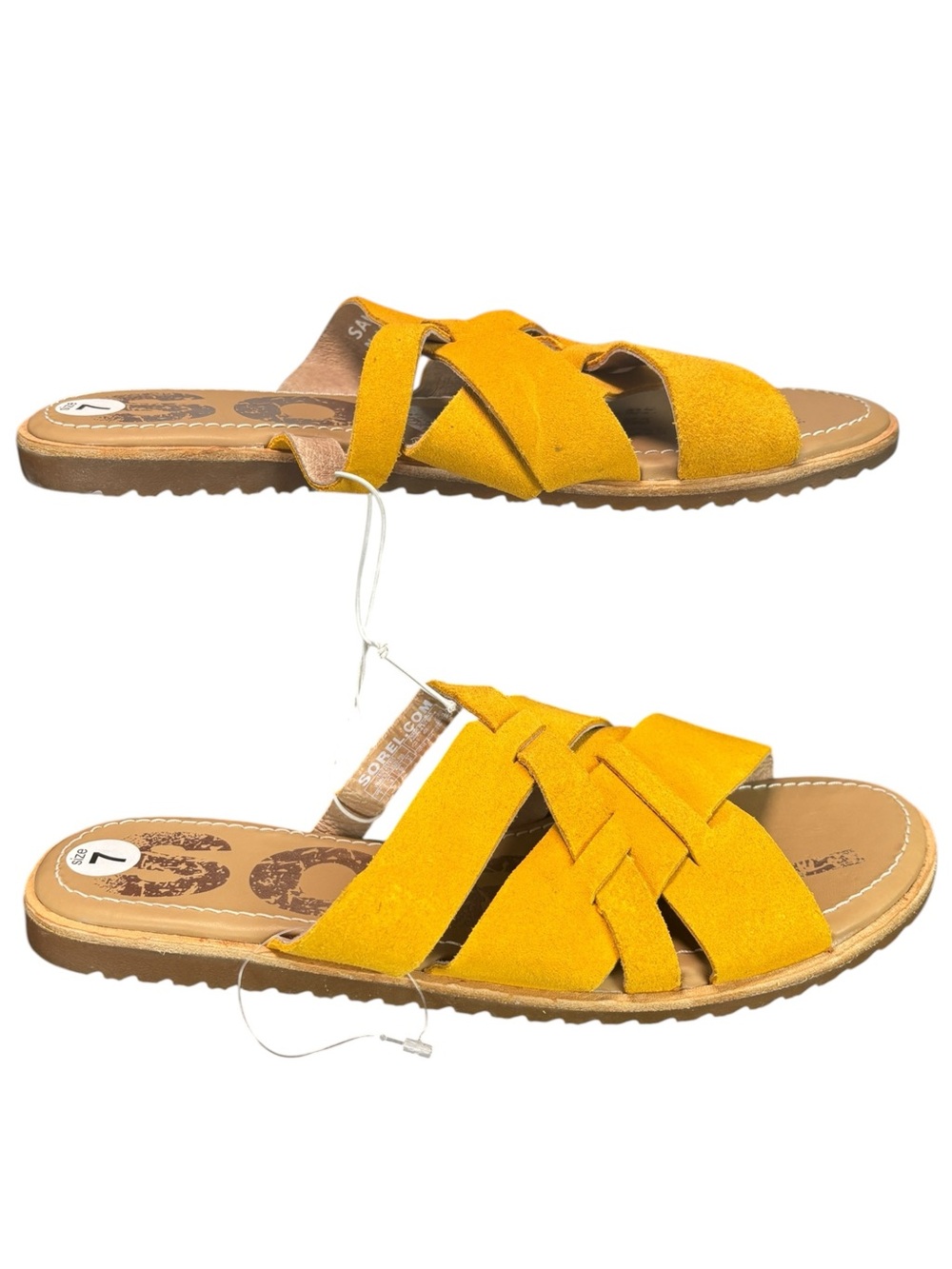 Sorel Ella Golden Yellow Suede Slide Sandals Size 7 NWT - Picture 8 of 15